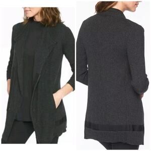 Athleta NWOT Thermolite Sentinel Sweater Coat Size Small Black Knit Zip Front